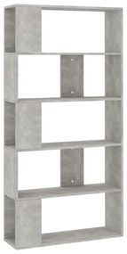 800103 vidaXL Bibliotecă/Separator, gri beton, 80x24x159 cm, lemn prelucrat