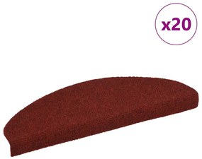 vidaXL Covorașe pentru scări autoadezive, 20 buc., 65x21x4 cm, roșu bordeaux, semirotunde, mari