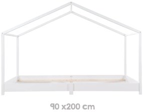 Pat pentru copii alb de tip casă 90x200 cm Montessori – Roba