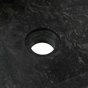 Masuta toaleta, lemn masiv de tec, cu chiuveta marmura, negru Negru, 74 x 45 x 75 cm