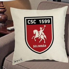 Perna Personalizata CSC 1599 Selimbar Fotbal, 40x40 cm, Ecru, Husa Detasabila, Perna Inclusa, BEKZ®