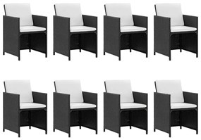 Set mobilier de exterior cu perne, 13 piese, negru, poliratan