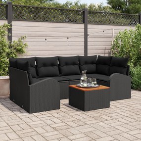 vidaXL Set de canapele pentru grădină 7 pcs Negru Rattan poli