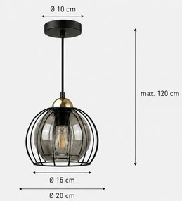 Lustră pe cablu SOLO BLACK 1xE27/60W230V neagră/aurie