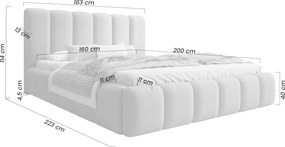 Pat tapițat cu ladă de depozitare Aura 160x200 - bouclé bej Quelle 03