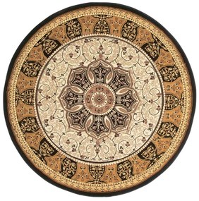 Covor negru/bej rotund ø 150 cm Heritage – Think Rugs