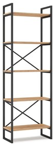 Etajeră negru/natural cu aspect de lemn de stejar 58x175 cm Dusan – Marckeric
