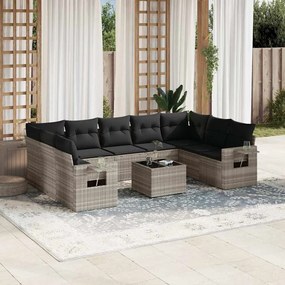 vidaXL Set canapele de grădină cu perne 10 piese gri deschis poliratan