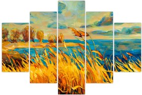 Tablou - Apus de soare peste lac, pictură acrilică (150x105 cm)