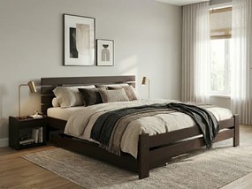 Pat inalt Paris, nuc 160x200 cm Saltele: Fara saltea, Somiera pat: Cu lamele drepte