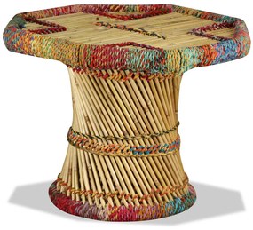 244214 vidaXL Măsuță de cafea, bambus, cu detalii chindi, multicolor