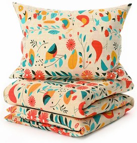 Lenjerie de pat din crep RETRO BIRD colorata Dimensiune lenjerie de pat: 70 x 90 cm | 140 x 200 cm
