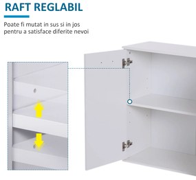 HOMCOM Dulapior Multifuncțional cu 3 Uși și 2 Sertare, Design Modern, Lemn Granulat, Alb, 106x35x76cm | Aosom Romania