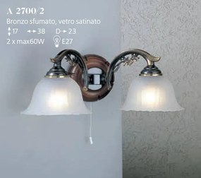 Aplica de perete cu 2 brate design italian din alama cu lemn 2700