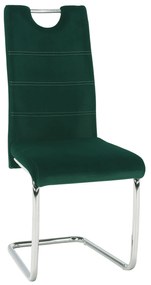 Scaun de luat masa, ţesătură de catifea smarald / cusături deschise, ABIRA NEW