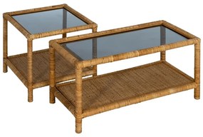 Măsuță de cafea în culoare naturală cu blat din sticlă 40x90 cm – Ixia