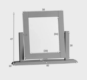 Oglindă lemn masiv gri Ives Personalizabilă, 60 × 16 × 46 cm