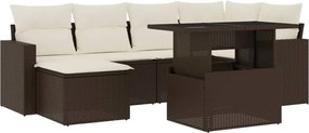 vidaXL Set canapele de grădină cu perne, 7 piese, maro, poliratan