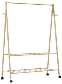 vidaXL Suport pentru haine cu rafturi și roți 132x45,5x155,5 cm bambus