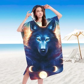 Poncho de plaja MOON WOLF colorat 80x145 cm