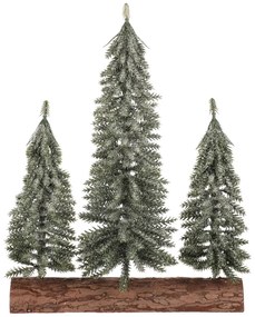 Decorațiune de Crăciun Brazi pe butuc - trio, 34 cm, verde