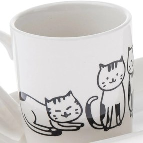 Cană de porțelan cu farfurie Cats 90 ml