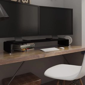 Stand TV Suport monitor, sticla, 110x30x13 cm, negru 1, Negru, 110 x 30 x 13 cm