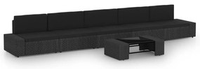 vidaXL Set mobilier de grădină, 6 piese, negru, poliratan