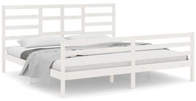 3105881 vidaXL Cadru de pat, alb, 200x200 cm, lemn masiv