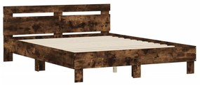 3207438 vidaXL Cadru de pat cu tăblie stejar fumuriu 140x190 cm lemn prelucrat
