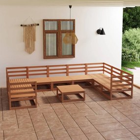 vidaXL Set mobilier de grădină, 10 piese, lemn masiv de pin