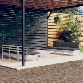 3096095 vidaXL Set mobilier grădină cu perne antracit, 7 piese, lemn masiv pin