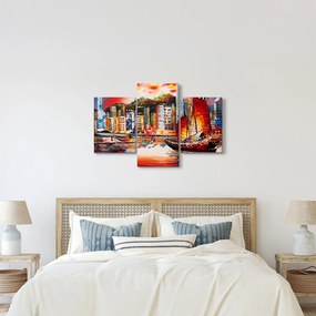 Tablou - Victoria Harbour, Hong Kong, pictură în ulei (90x60 cm)