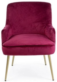 Fotoliu bordo / auriu din catifea si lemn de Pin, Clelia Bizzotto