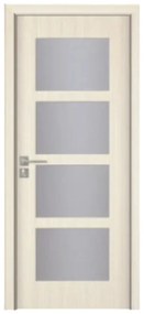 Usa Interior din MDF Novo Doors ND317, Cadru din Lemn Masiv, Geam Sablat, KIT COMPLET, Toc , Manere si balamale incluse (Culoare: Alb, Toc: Fix,