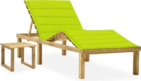 vidaXL Șezlong de grădină cu masă și pernă, lemn de pin tratat