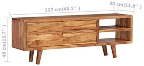 Dulap TV cu usi sculptate, 117x30x40 cm, lemn masiv de acacia