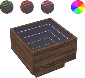 vidaXL Noptieră cu LED infinity, stejar maro, 40x40x30 cm