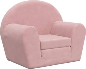 vidaXL Canapea extensibilă pentru copii, roz, pluș moale