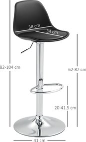 Homcom Set 2 Scaune Bar – Reglabile, Cu Spatar si Pivotante | Aosom Romania