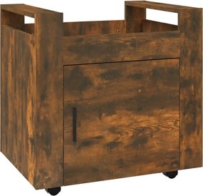 vidaXL Cărucior de birou, stejar fumuriu, 60x45x60 cm, lemn prelucrat