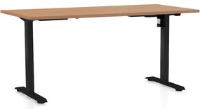 Masa inaltime reglabila OfficeTech A, 160 x 80 cm, bază neagră, fag