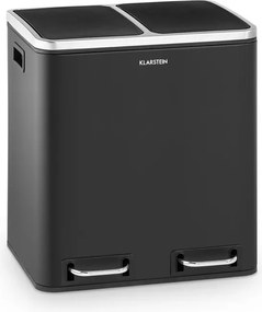 Klarstein Trash Gordon, coș cu pedală, 30 l / 2 x 15 l, PP, oțel inoxidabil, negru