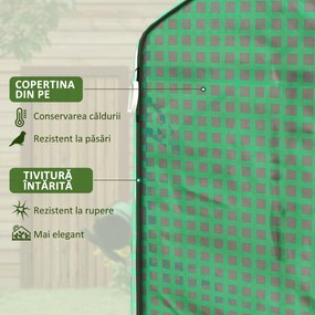 Outsunny Husa de Rezerva PE pentru Sera Tunel 143x70x190cm cu Usa Rulabila Ferestre Plasa Verde | Aosom Romania