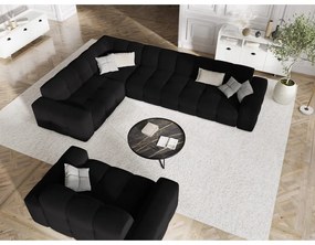 Canapea neagră cu tapițerie din catifea 156 cm Kendal – Micadoni Home