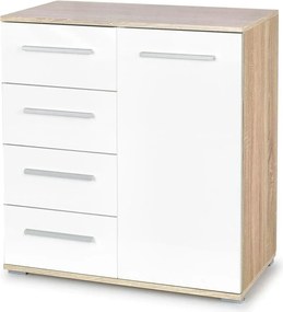 Comoda LIMA KM2, alb/stejar sonoma, PAL, 77x40x82 cm