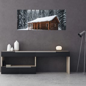 Tablou - Cabană acoperită de zăpadă (120x50 cm)