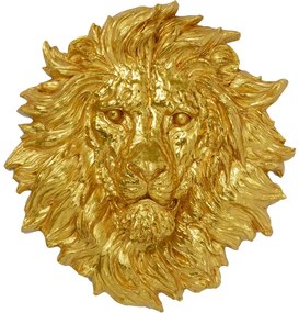 Decoratiune de perete aurie Lion Head 90x100 cm