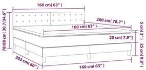 Pat cu arcuri, saltea si LED, gri inchis, 160x200 cm, textil Morke gra, 160 x 200 cm, Nasturi de tapiterie