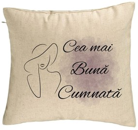 Perna Decorativa pentru Cumnata 1, 40x40 cm, Bej, Husa Detasabila, Burduf